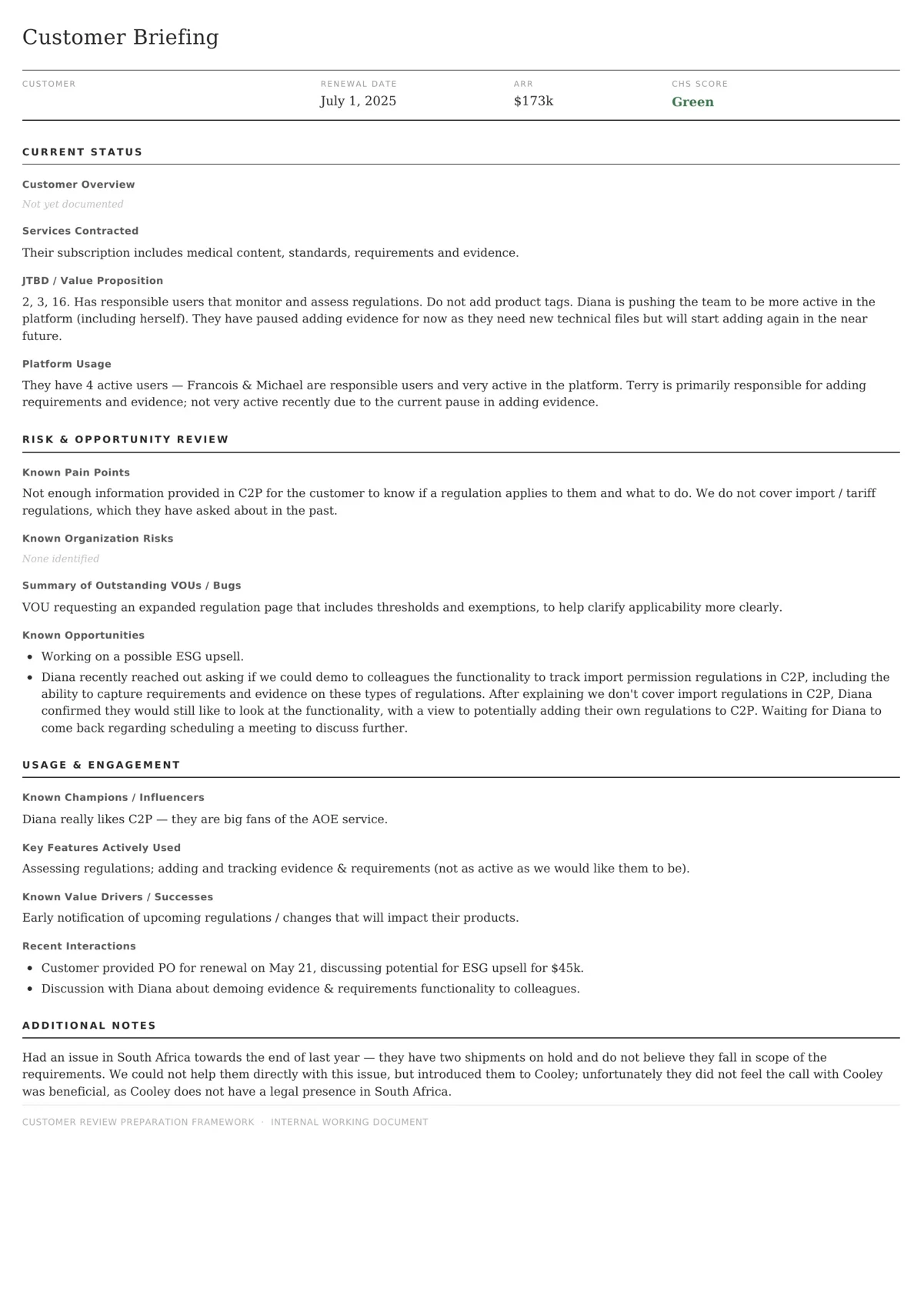 Customer Briefing — preparation framework